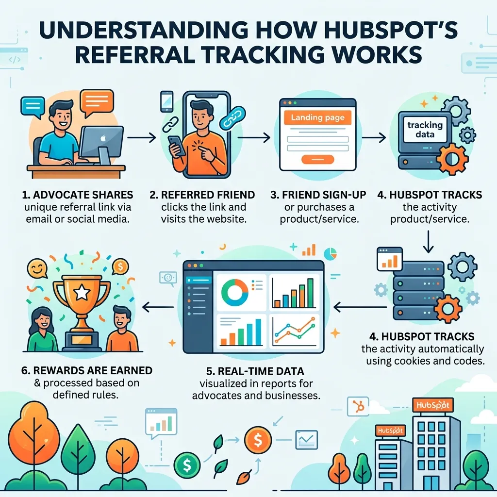 How does HubSpot's referral tracking system work
